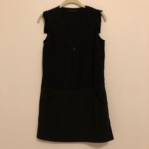Black Drop Waist Mixed Material Dress